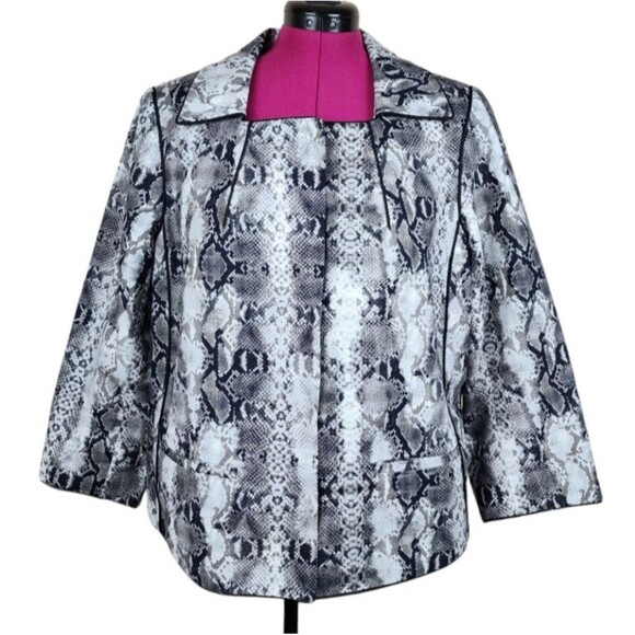 Linea by Louis Dell'Olio Blazer Grey Snakeskin Cotton Jacket Animal Print Sz 1X - Picture 1 of 16
